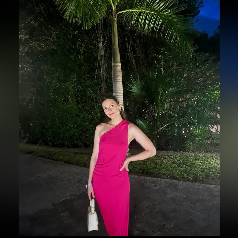 Hot Pink One-Shoulder Dress - size S